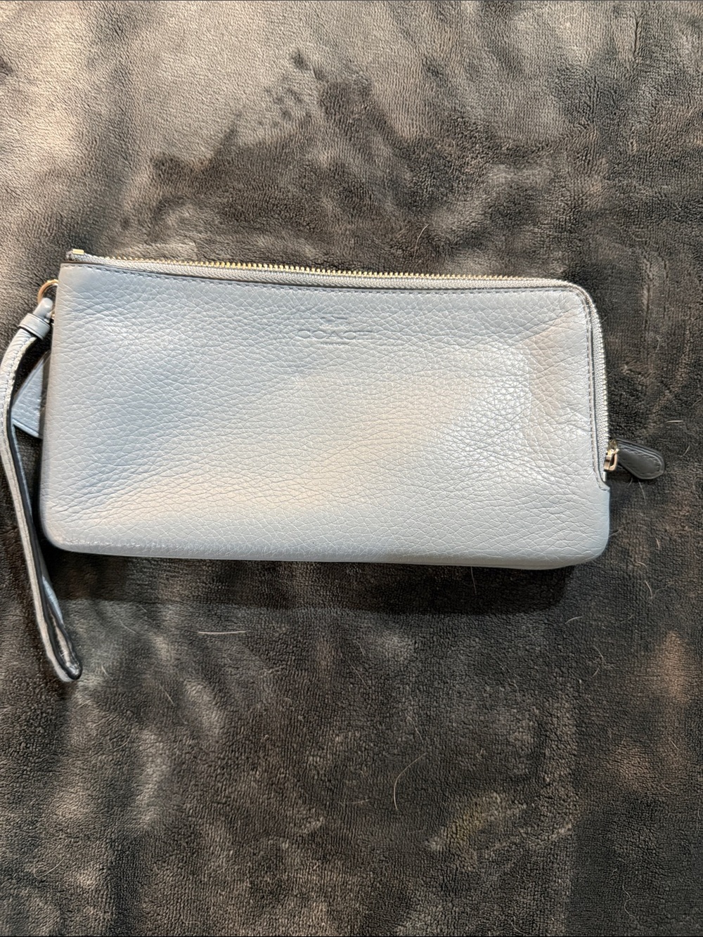 Coach Pebbled Leather Wristlet Clutch in Light Blue